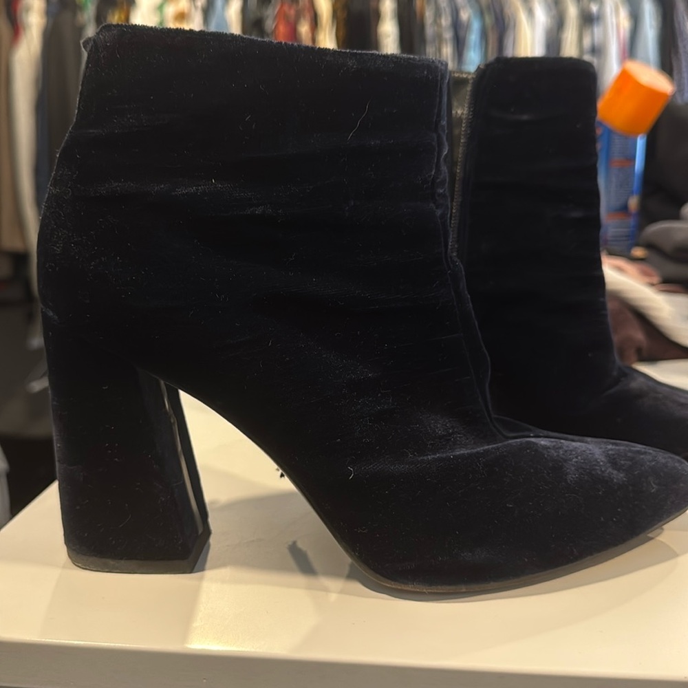 Navy Velvet Stuart Weitzman boots